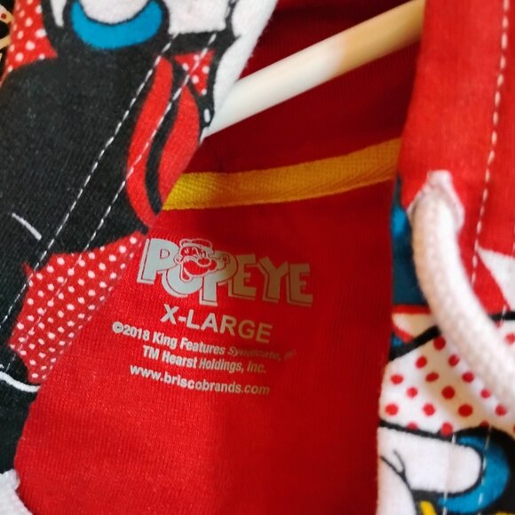Men's Multicolor XL Popeye The Sailor Man All Over Print Hoodie AOP Licensed - Picture 3 of 4